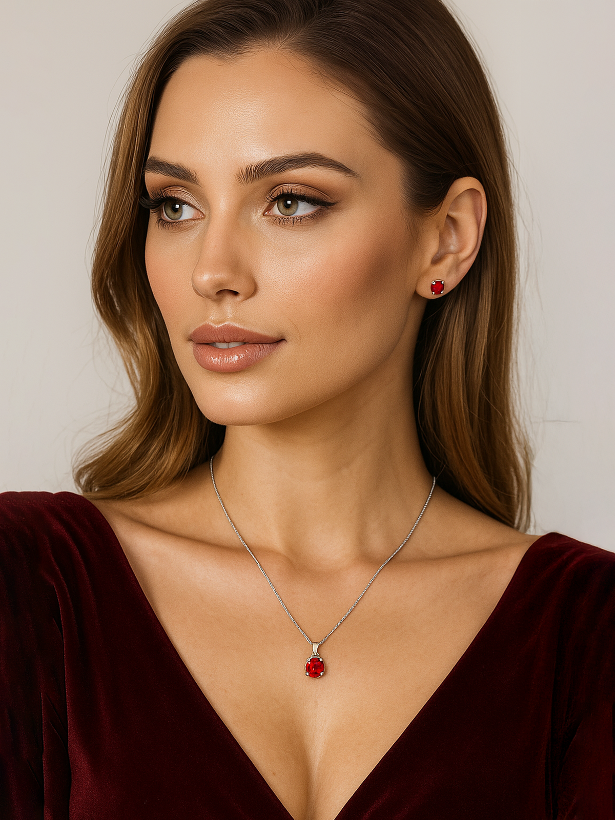 Lab Grown Ruby Pendant Necklace, 1.25ct