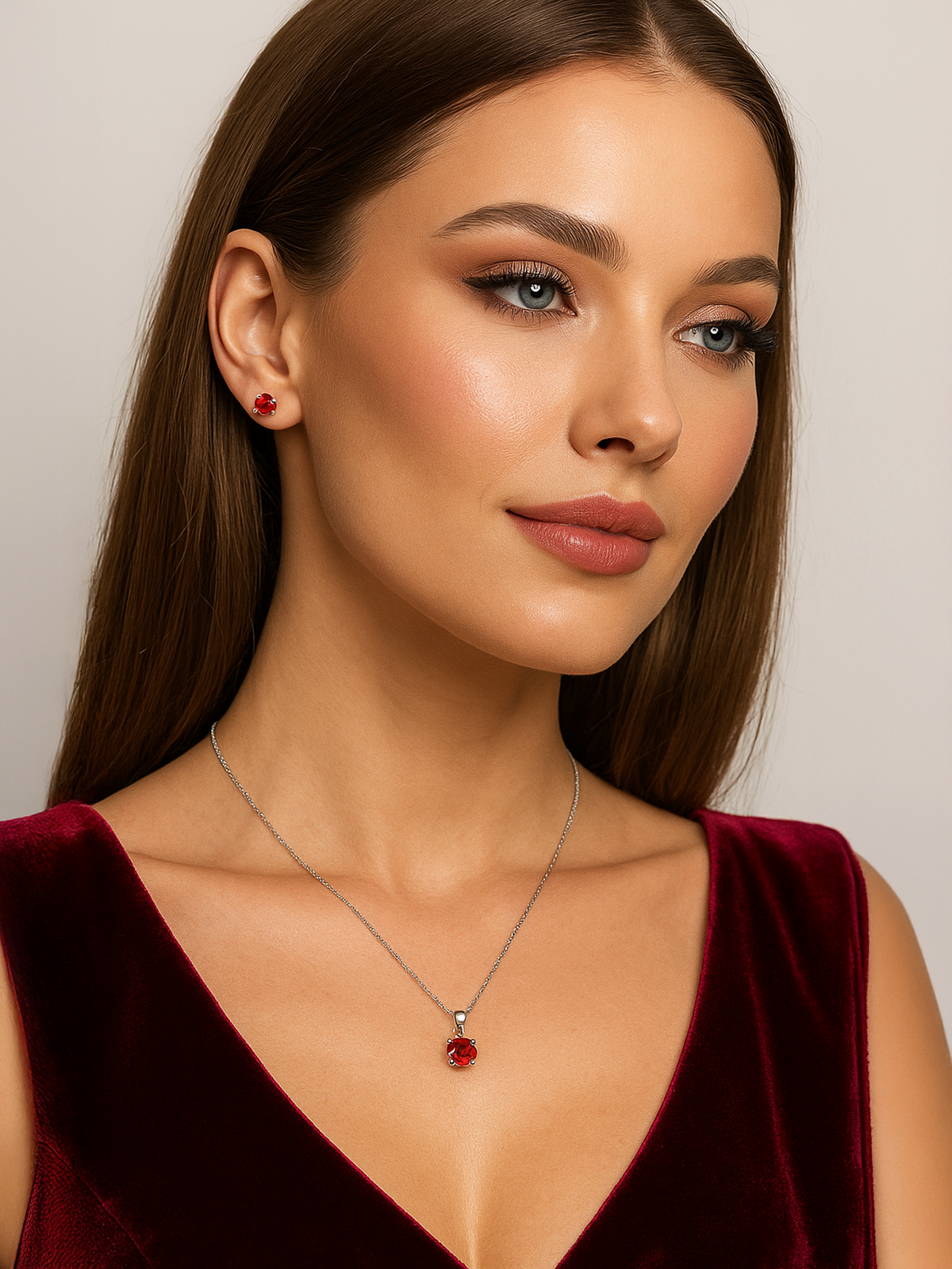 Lab Grown Ruby Pendant Necklace, 1.25ct