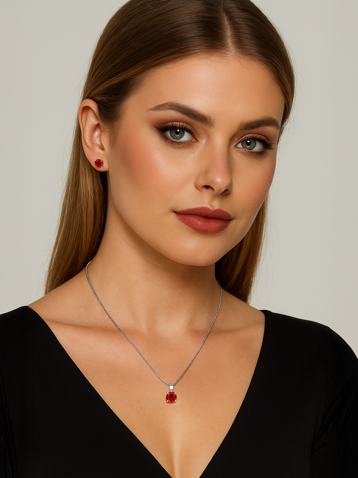 Lab Grown Ruby Pendant Necklace, 1.25ct
