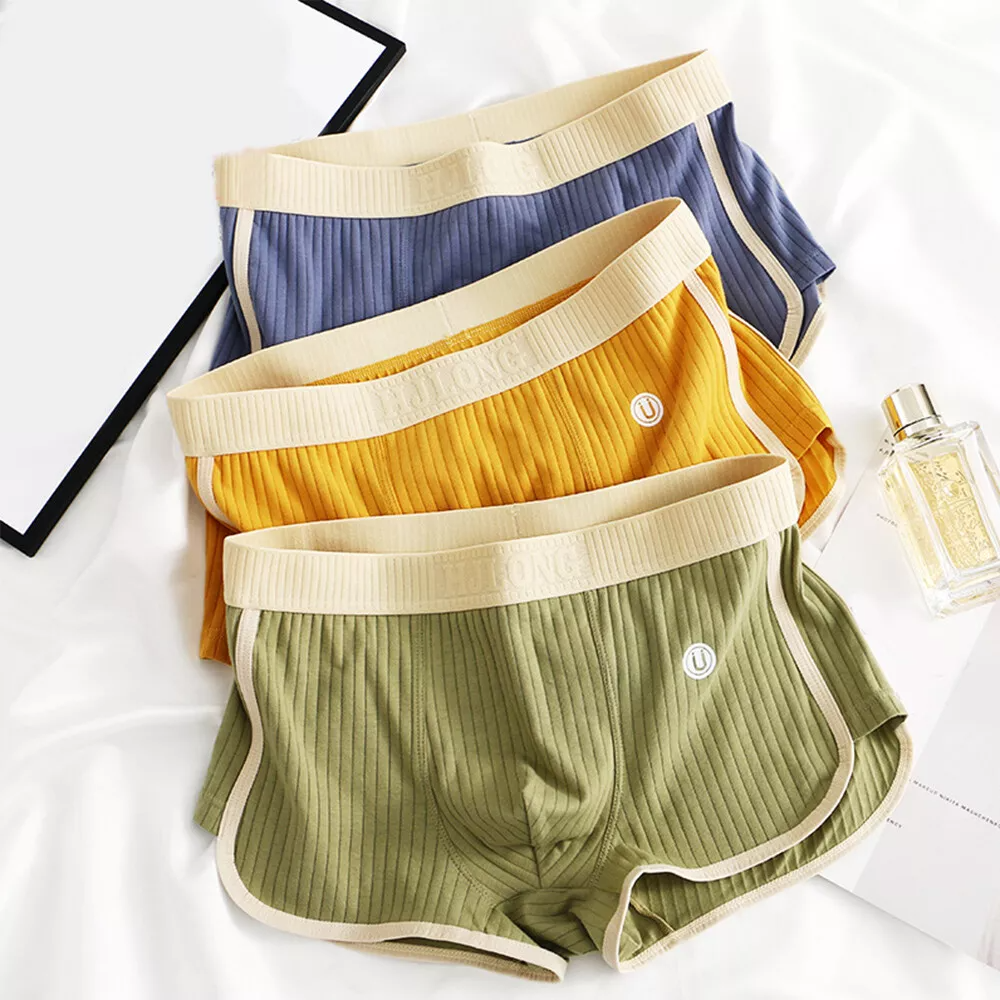 Optew Men Daily Wear Boxer Briefs Color-Blocked Cotton Blend