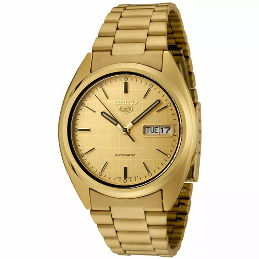 Seiko 5 Automatic Gold Dial Stainless Steel Strap Men's Wristwatch SNXL72K1