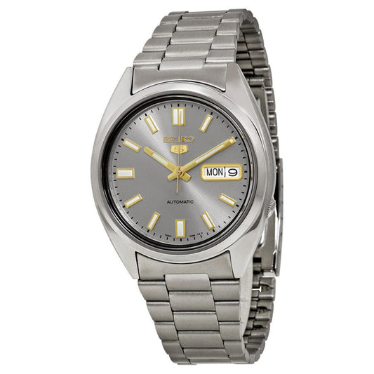 Seiko 5 Automatic Grey Dial Steel Strap Men's Wristwatch SNXS75K1