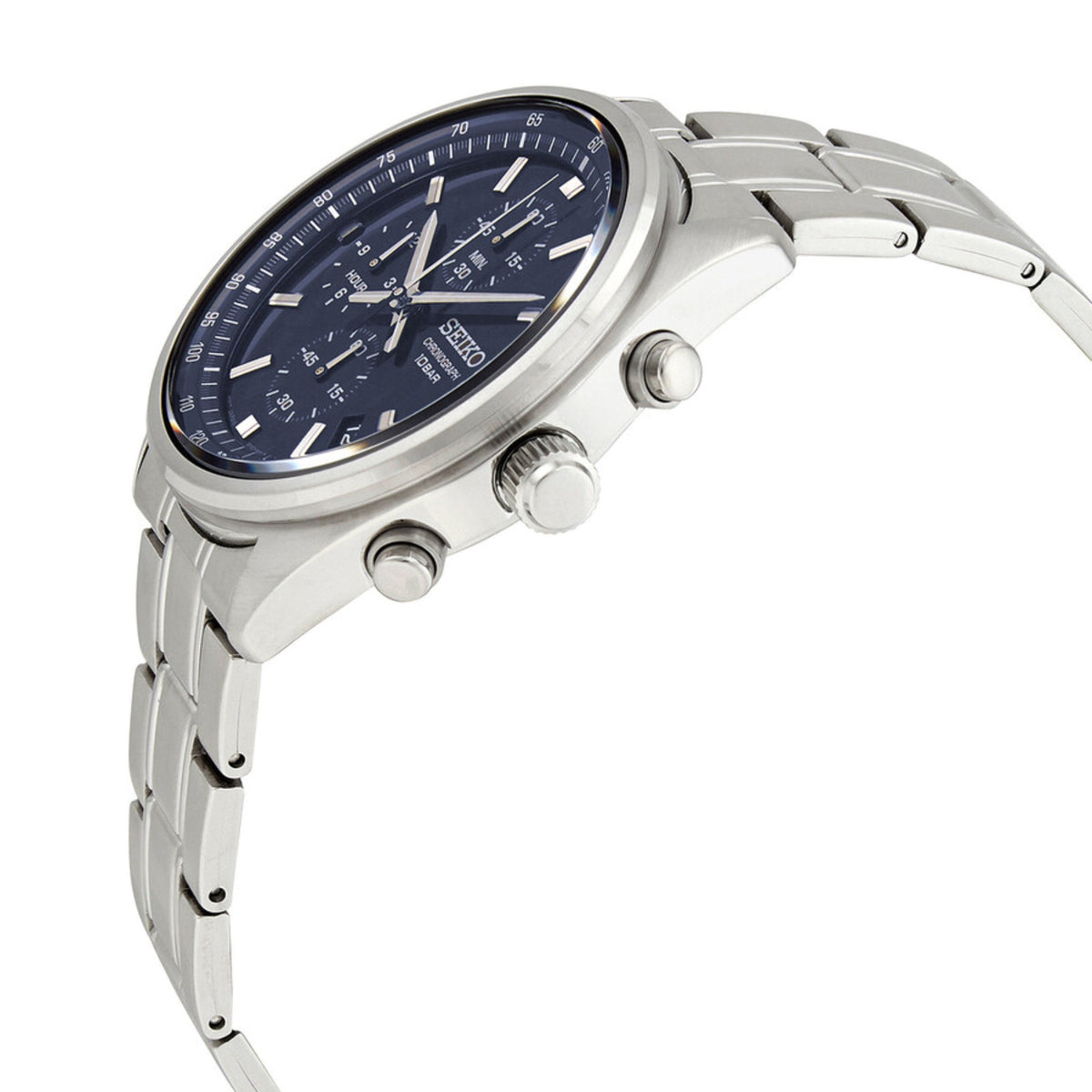 Seiko Essentials 41.5mm Chronograph Blue Dial Steel Men's Quartz Wristwatch SSB377P1