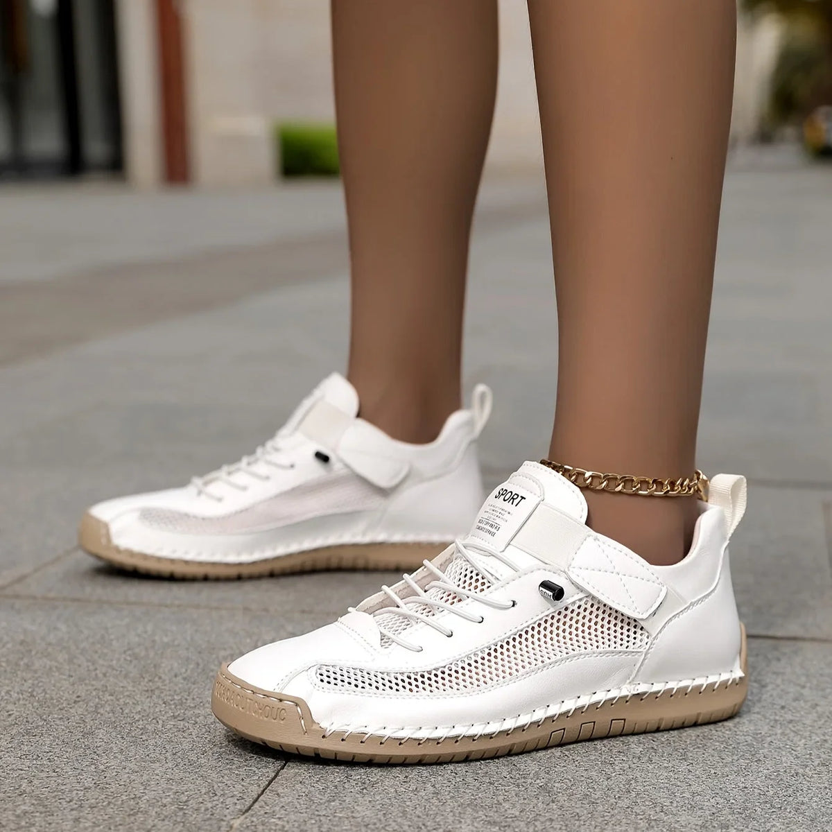 Shoes For Women | Lace-Up Mesh and Leather