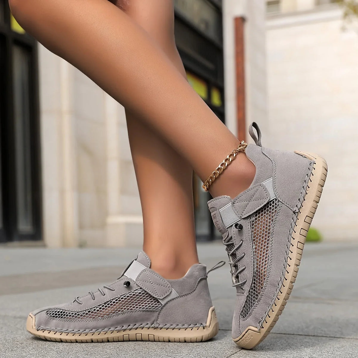 Shoes For Women | Lace-Up Mesh and Leather