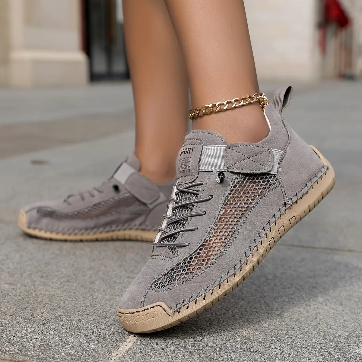 Shoes For Women | Lace-Up Mesh and Leather