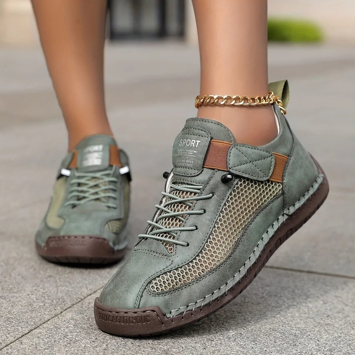 Shoes For Women | Lace-Up Mesh and Leather