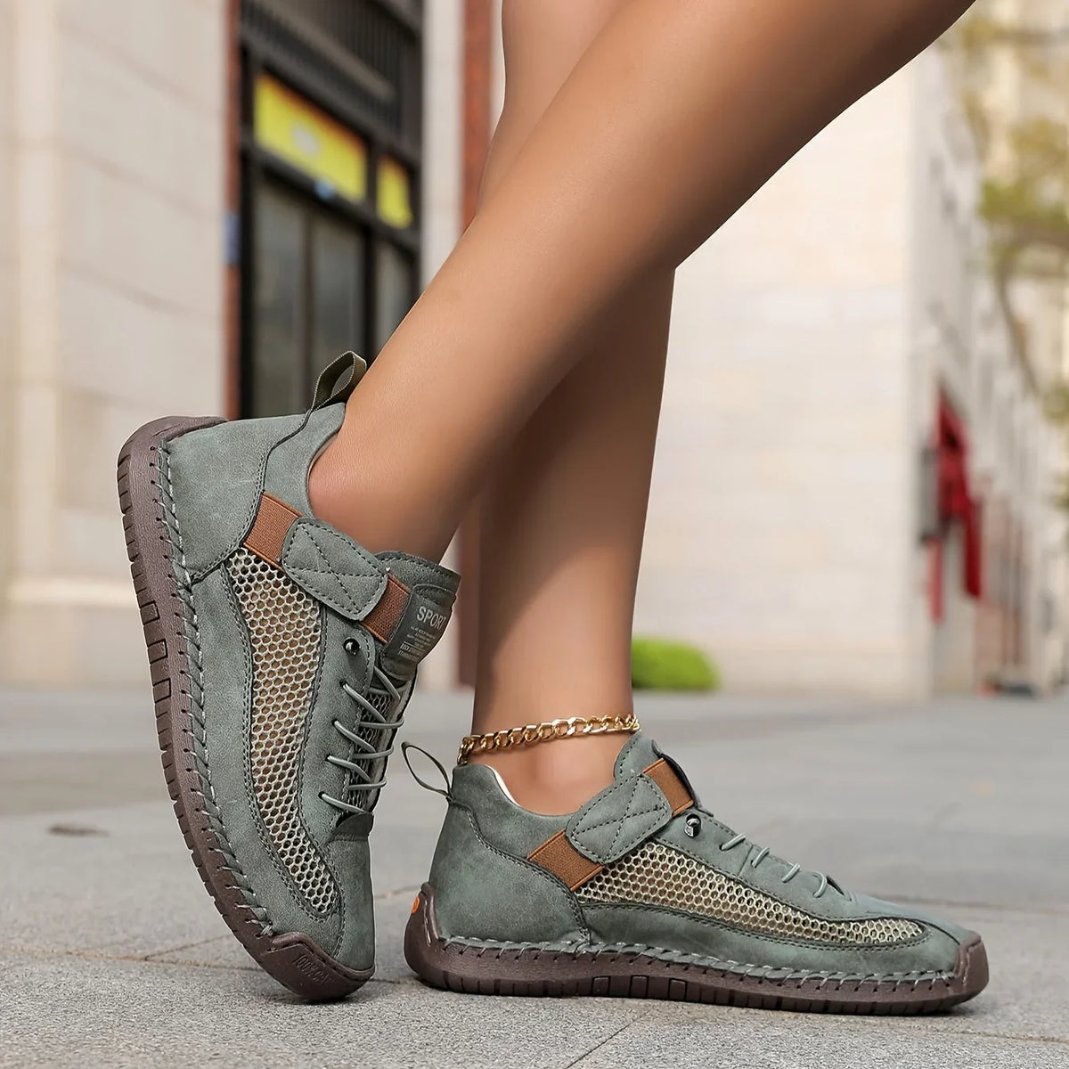 Shoes For Women | Lace-Up Mesh and Leather