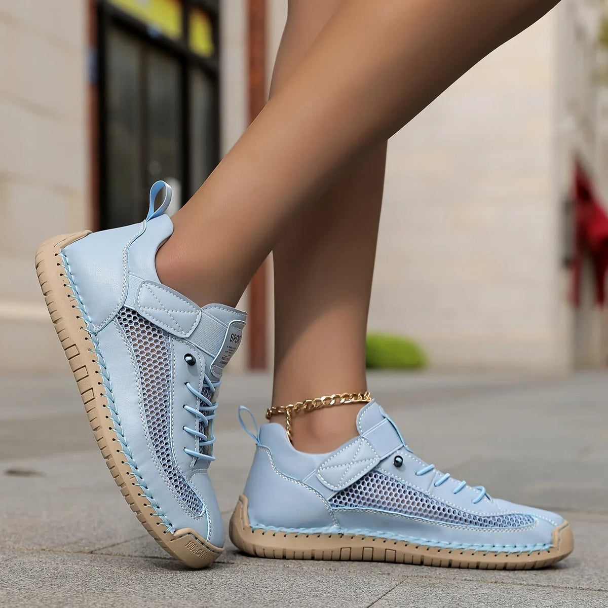 Shoes For Women | Lace-Up Mesh and Leather