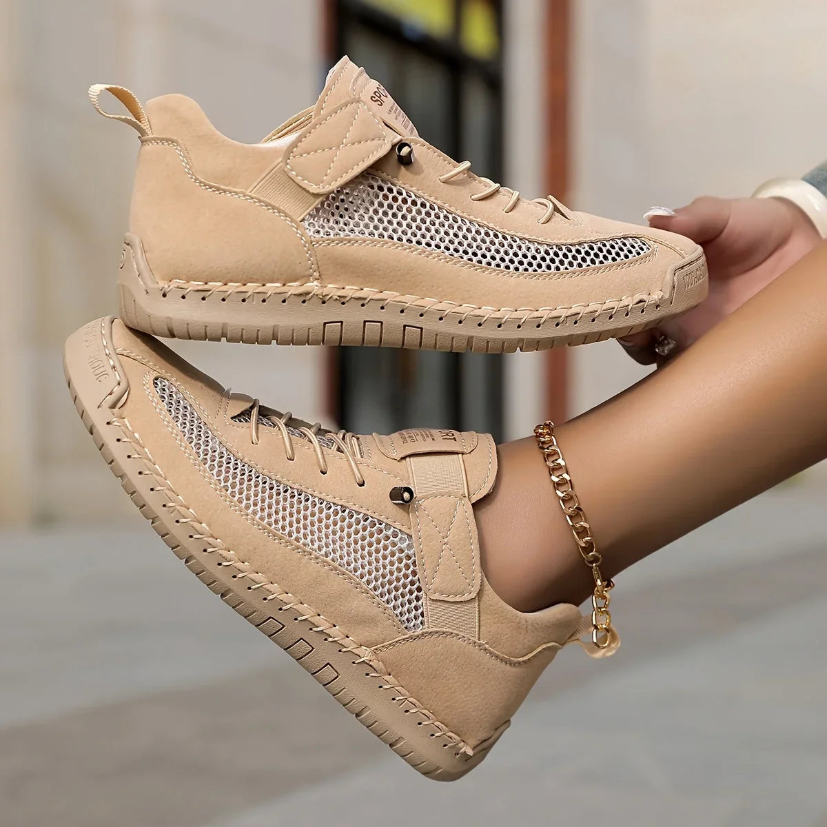 Shoes For Women | Lace-Up Mesh and Leather