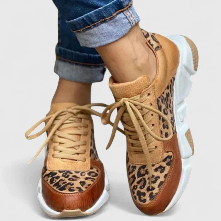 Sneakers For Women | Chunky Sole Leopard Print Lace-Up