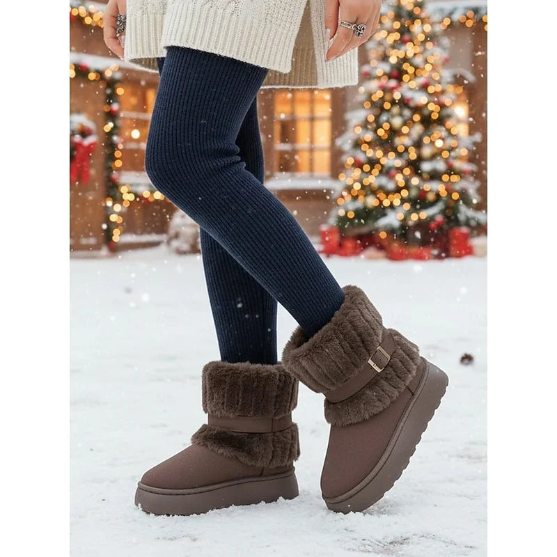 Snow Boots For Women | Fur-Trimmed Ankle Buckle Detail