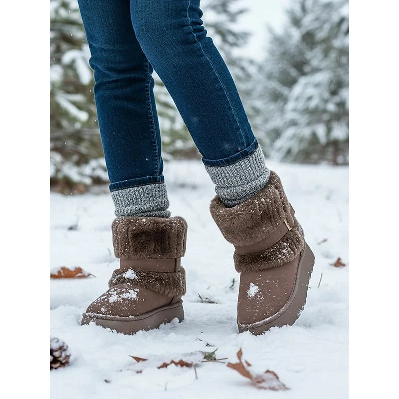 Snow Boots For Women | Fur-Trimmed Ankle Buckle Detail