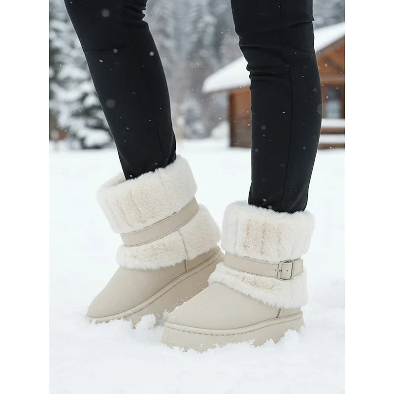 Snow Boots For Women | Fur-Trimmed Ankle Buckle Detail