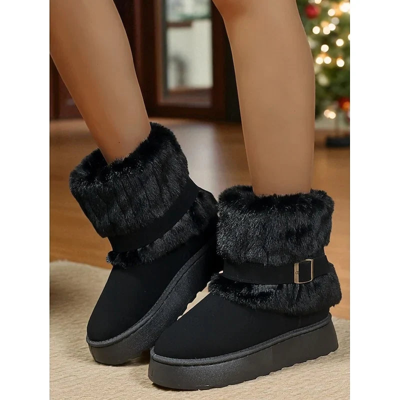 Snow Boots For Women | Fur-Trimmed Ankle Buckle Detail