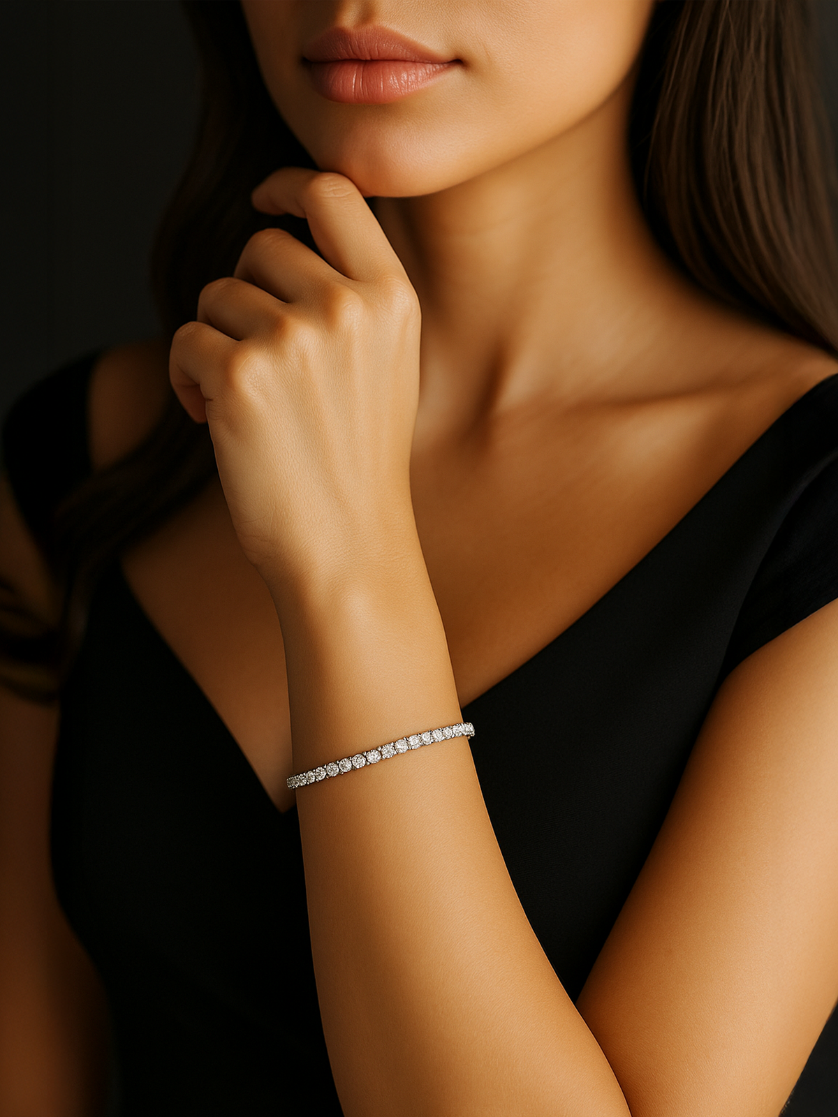 18K White Gold Plated Sparkling Tennis Bracelet