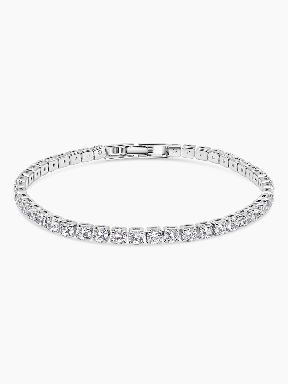 18K White Gold Plated Sparkling Tennis Bracelet