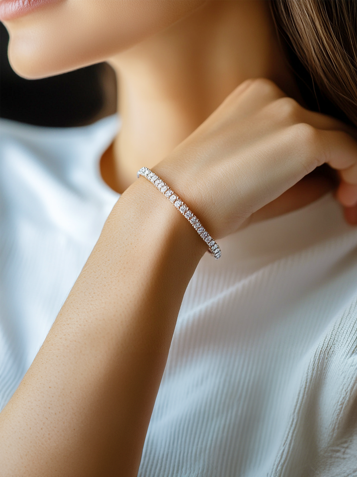 Sterling Silver Sparkling Tennis Bracelet