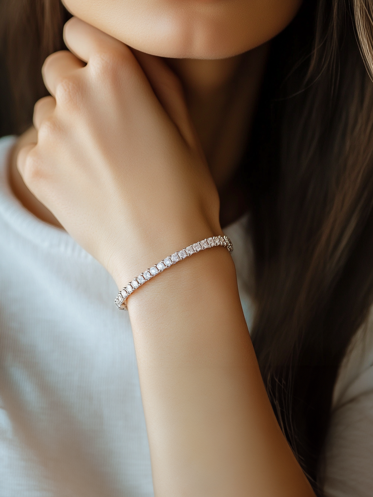 Sterling Silver Sparkling Tennis Bracelet