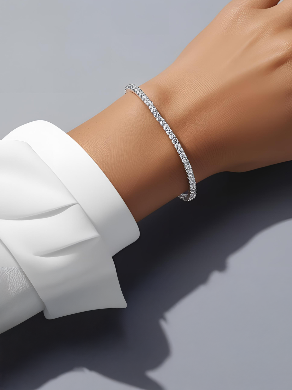 18K White Gold Plated Tennis Bracelet