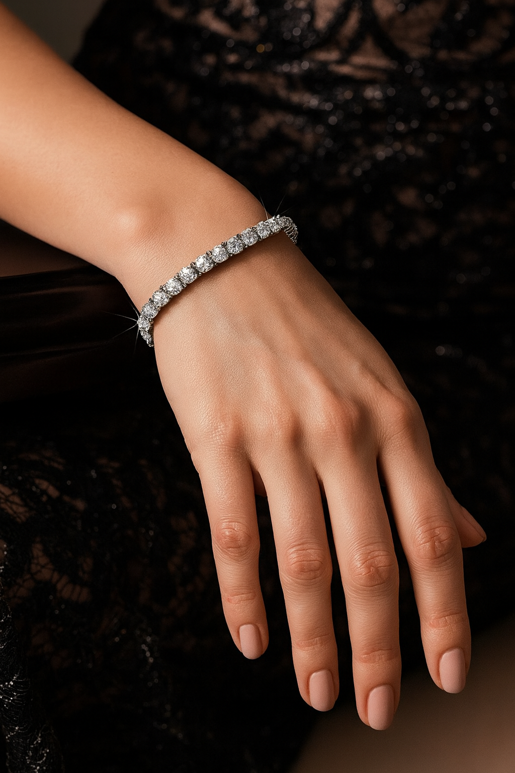 18K White Gold Plated Sparkling Tennis Bracelet