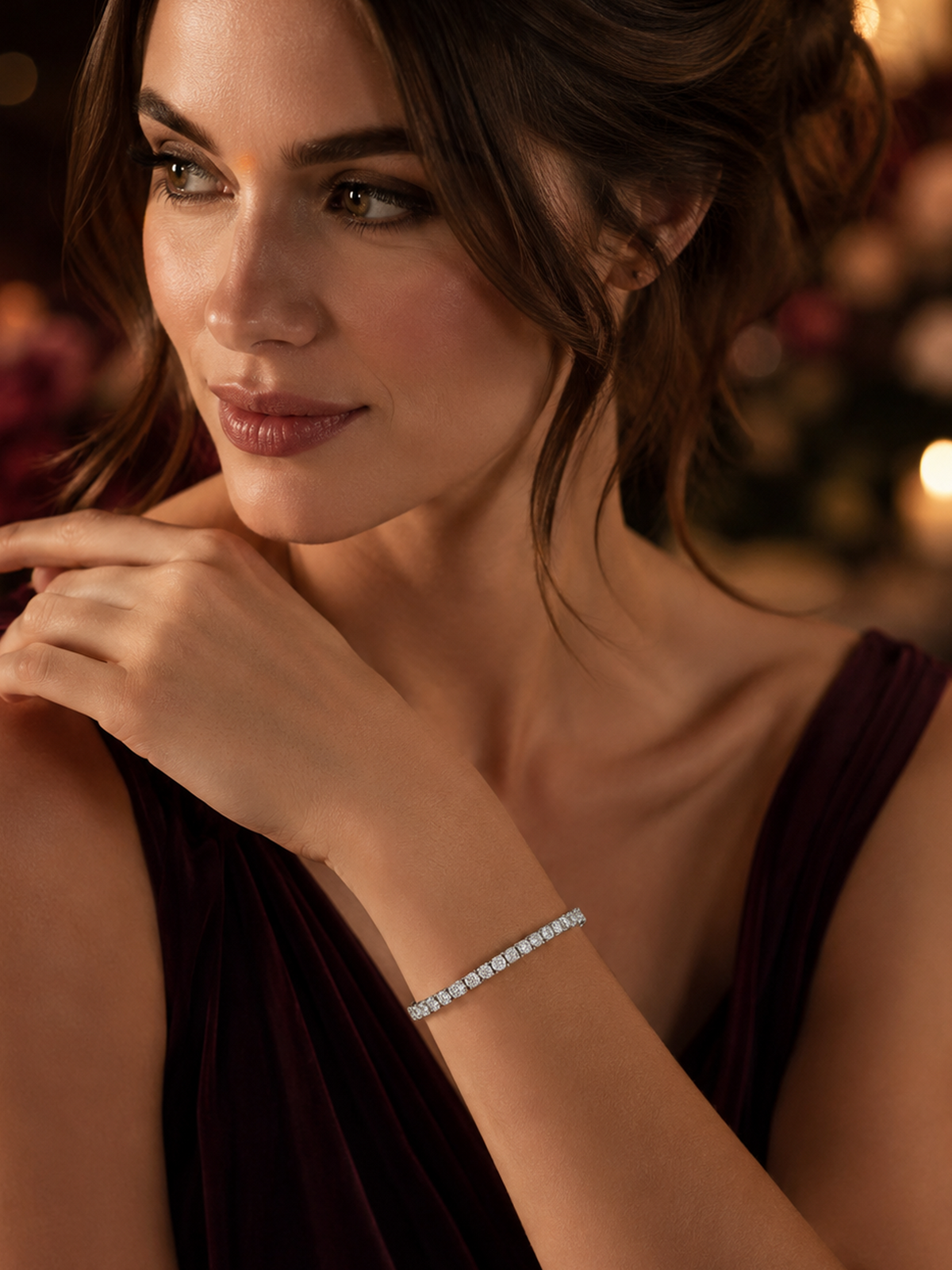 18K White Gold Plated Sparkling Tennis Bracelet