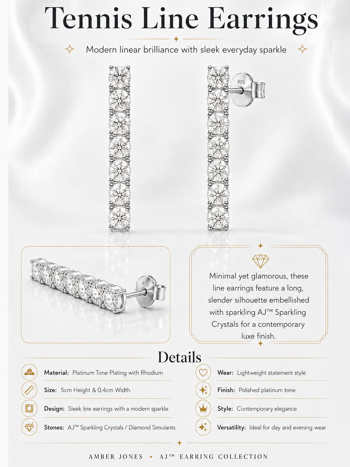 Sparkling Tennis Line Earrings
