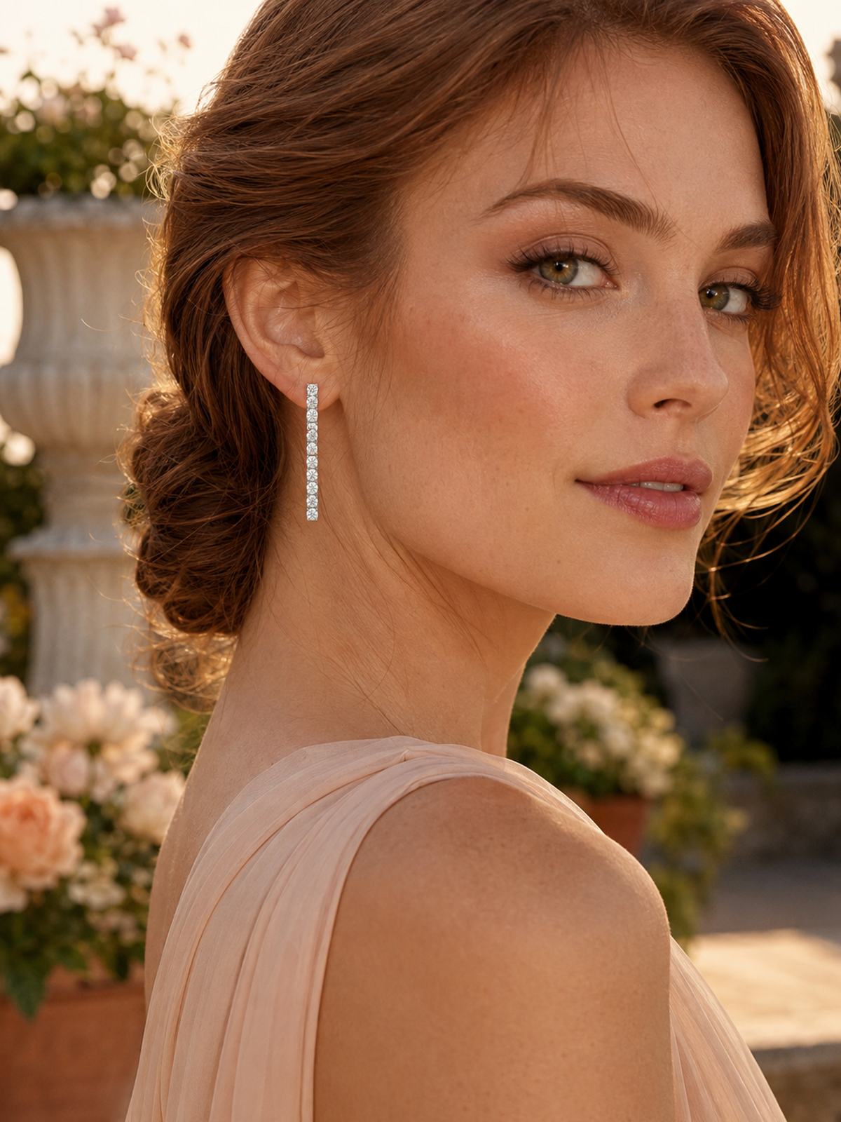 Sparkling Tennis Line Earrings