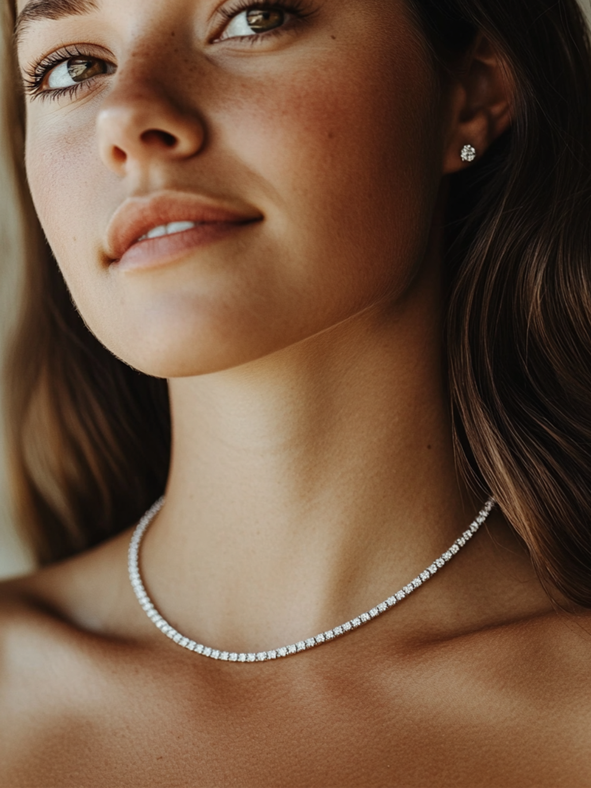5ct Sparkling Tennis Necklace, 18K White Gold Plated