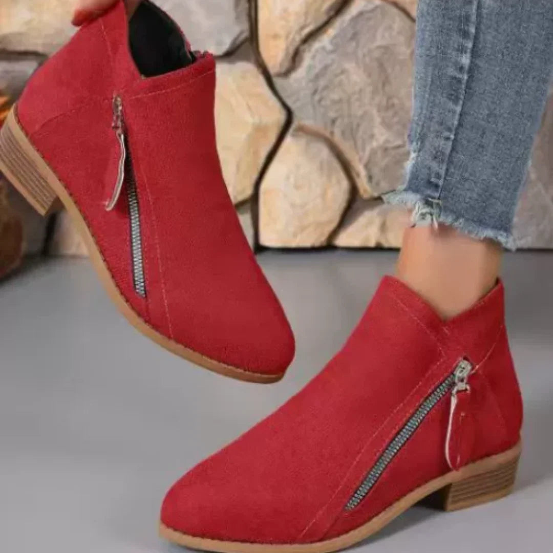 Waterproof Boots For Women | Block Heel Ankle with Side Zipper