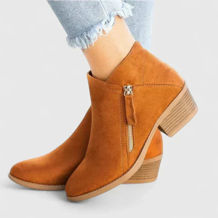 Waterproof Boots For Women | Block Heel Ankle with Side Zipper