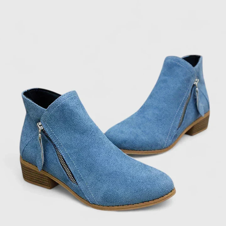 Waterproof Boots For Women | Block Heel Ankle with Side Zipper