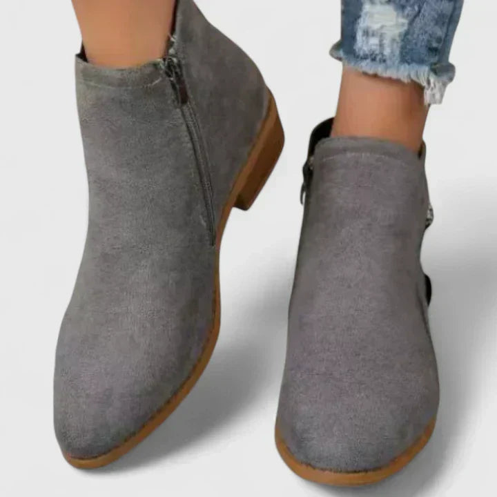 Waterproof Boots For Women | Block Heel Ankle with Side Zipper