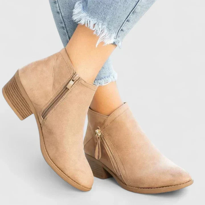 Waterproof Boots For Women | Block Heel Ankle with Side Zipper