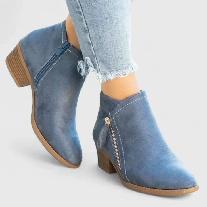 Waterproof Boots For Women | Block Heel Ankle with Side Zipper