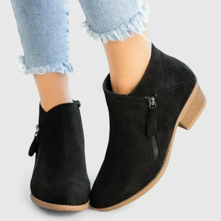 Waterproof Boots For Women | Block Heel Ankle with Side Zipper