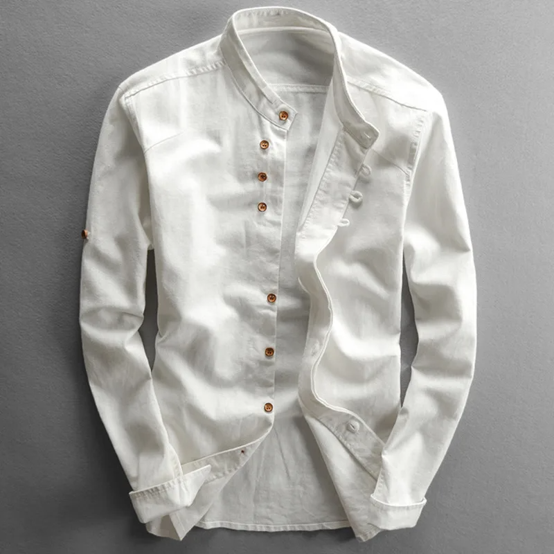 Optew Men’s Linen Button-Up Shirt