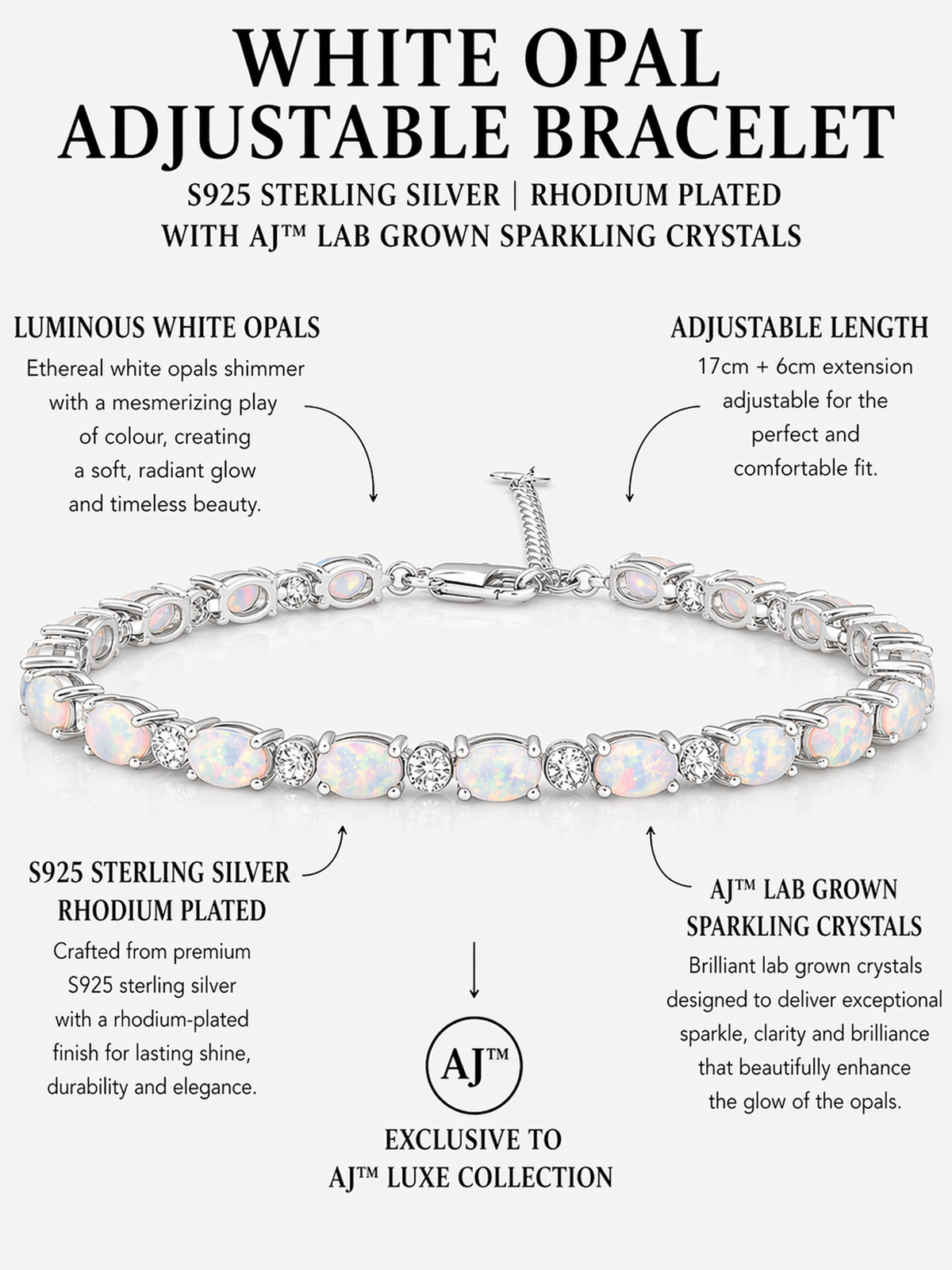 Adjustable White Opal Bracelet