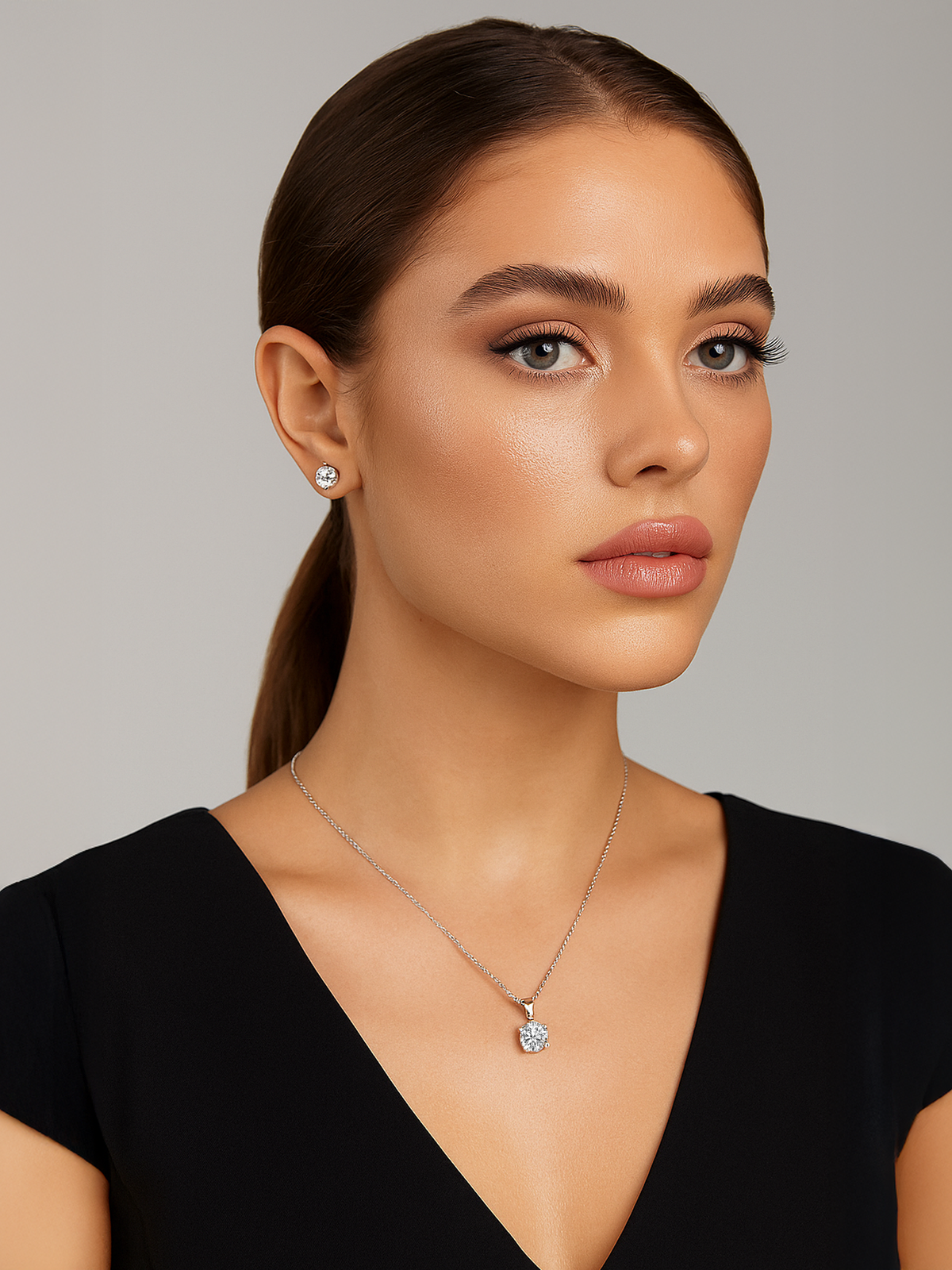 Lab Grown White Sapphire Pendant Necklace, 1.25ct