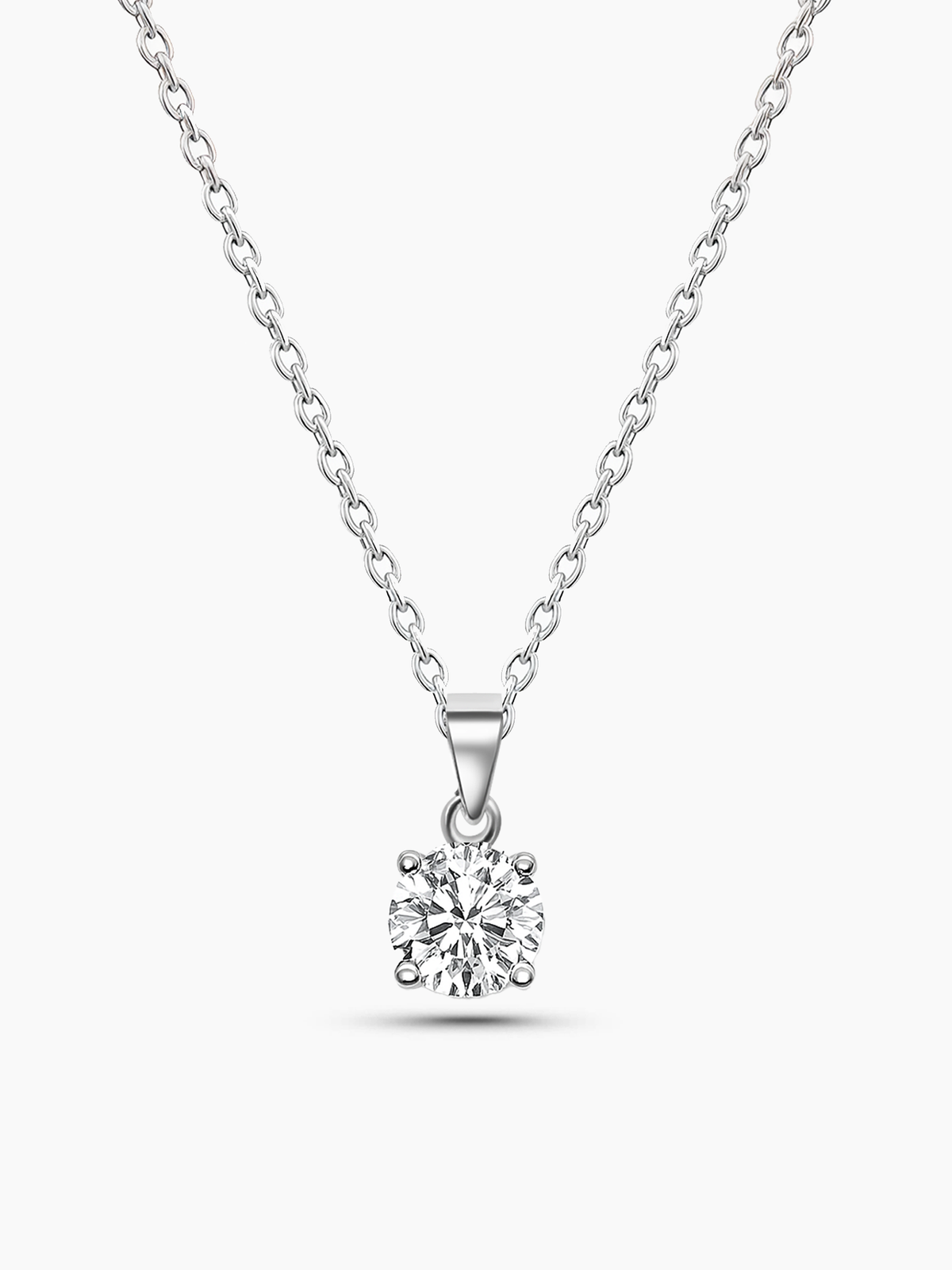Lab Grown White Sapphire Pendant Necklace, 1.25ct