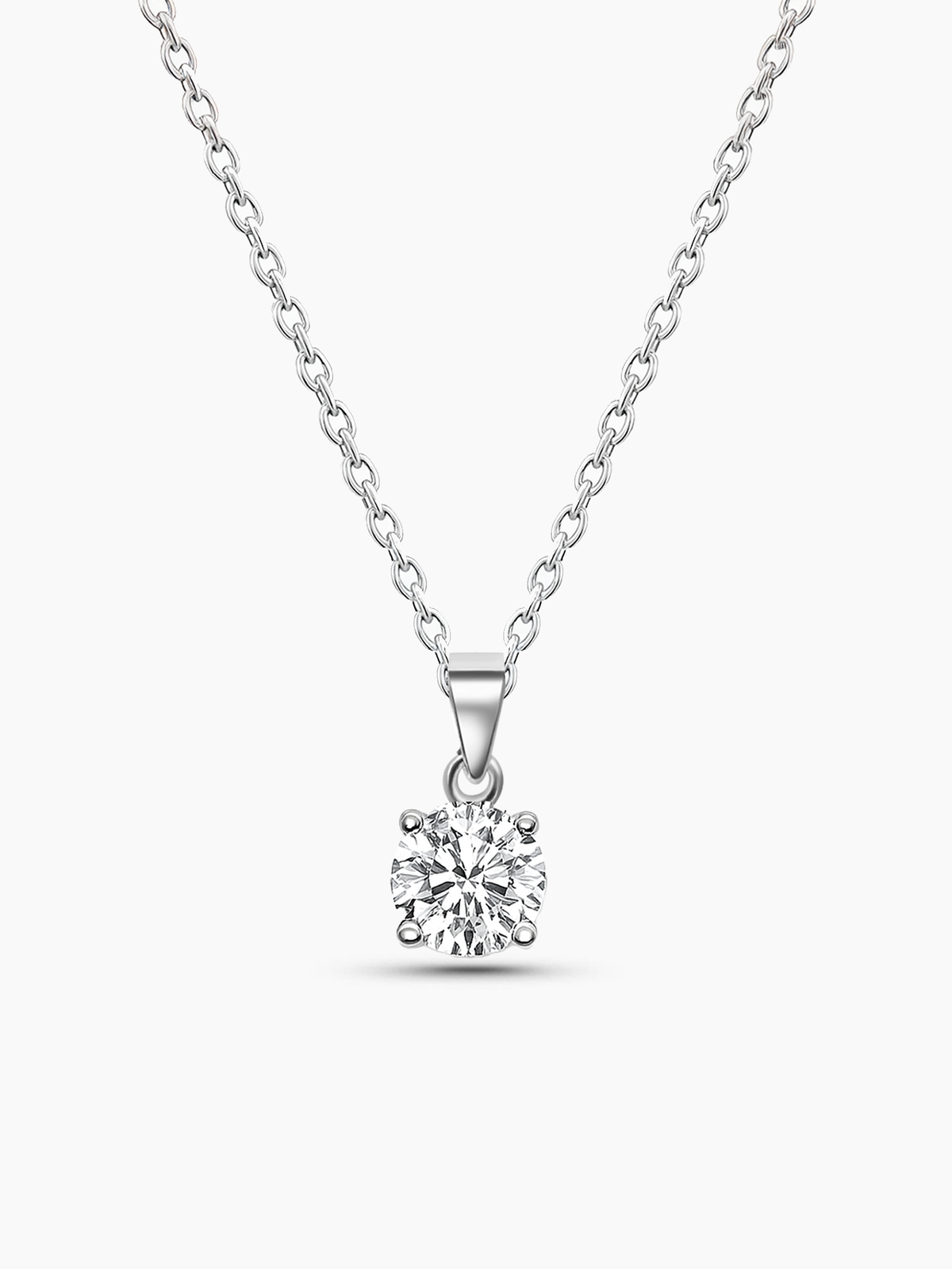 Lab Grown White Sapphire Pendant Necklace, 1.25ct