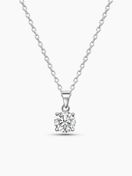 Lab Grown White Sapphire Pendant Necklace, 1.25ct