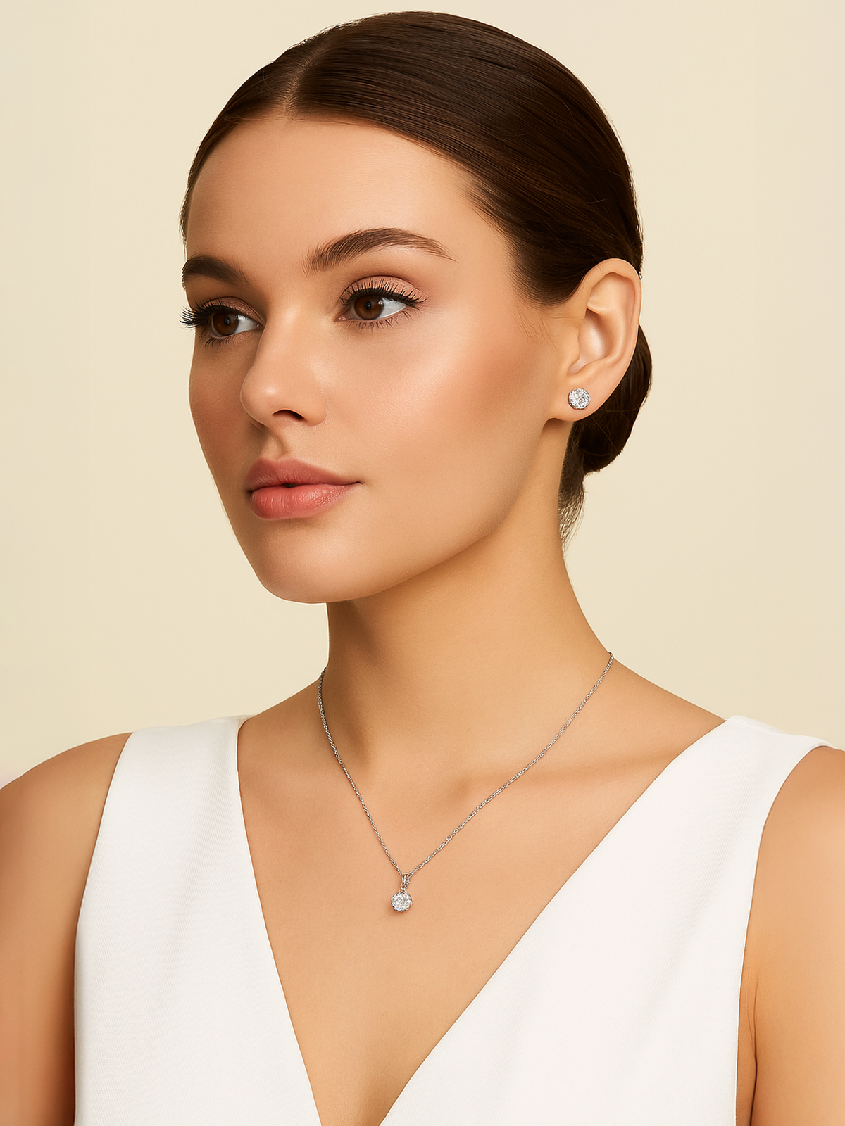 Lab Grown White Sapphire Pendant Necklace, 1.25ct