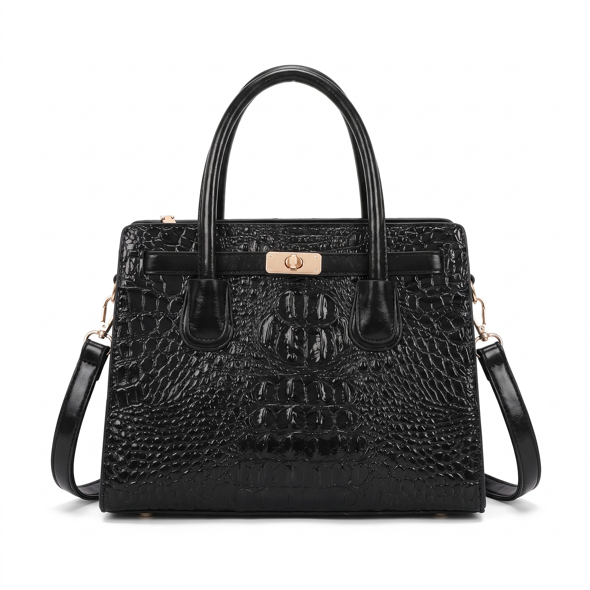 3-Piece Handbag and Purse Set, Croc Satchel Bag with Clutch and Card Holder – Gift Set for Her
