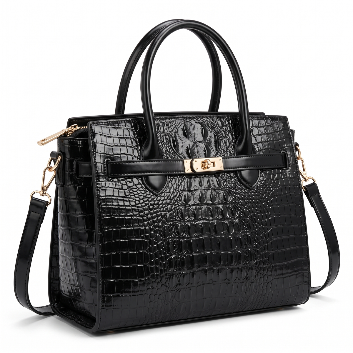 3-Piece Handbag and Purse Set, Croc Satchel Bag with Clutch and Card Holder – Gift Set for Her