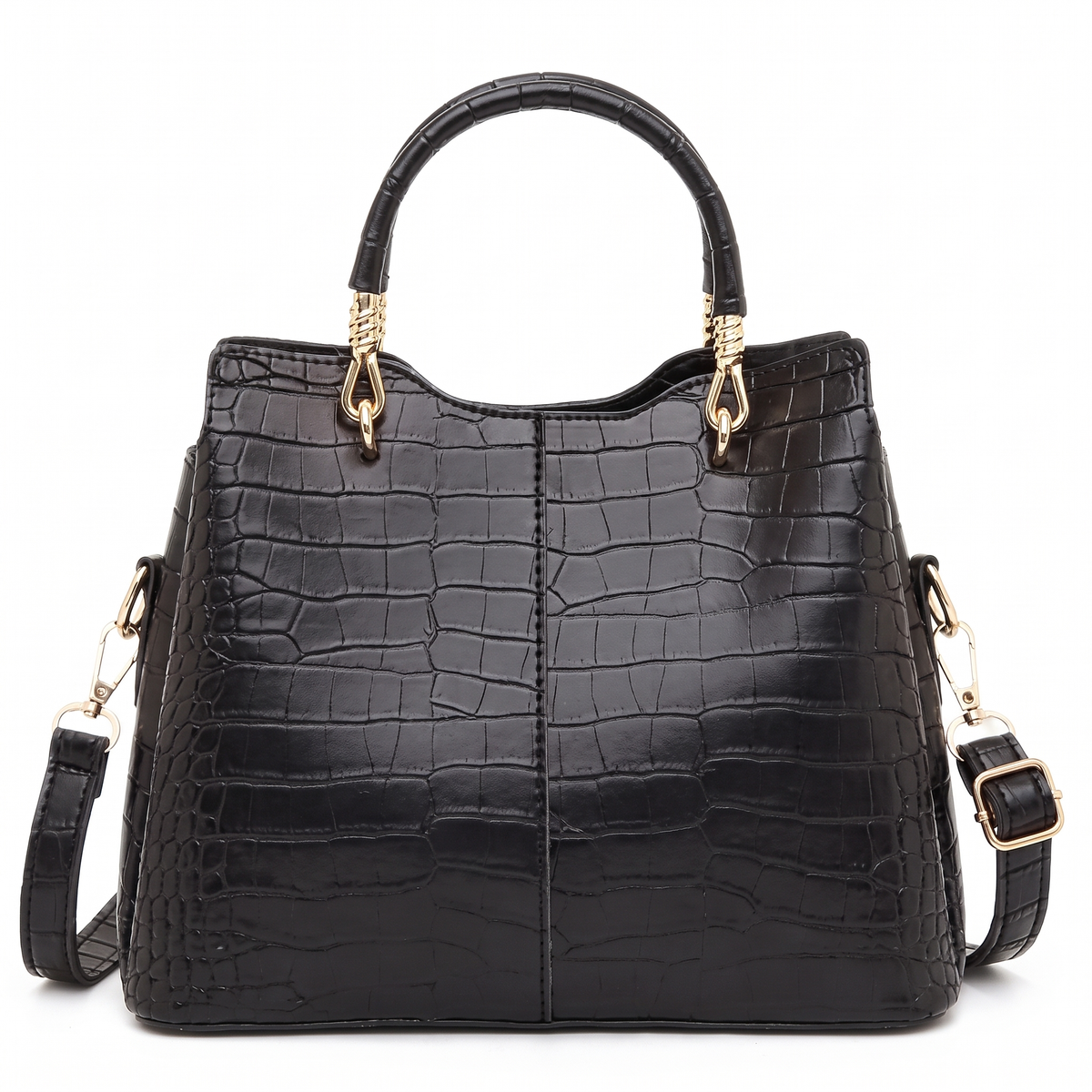 3-Piece Handbag and Purse Set, Croc Top Handle Bag with Wallet and Coin Purse – Gift Set for Her