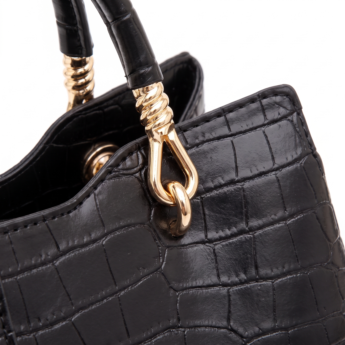 3-Piece Handbag and Purse Set, Croc Top Handle Bag with Wallet and Coin Purse – Gift Set for Her