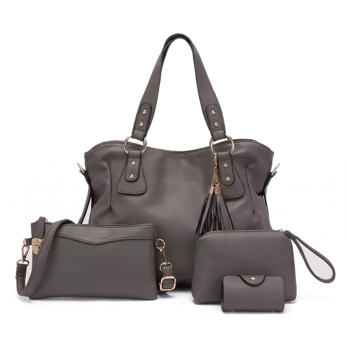 4-Piece Handbag and Purse Set, Hobo Tote Bag with Crossbody Bag, Wristlet and Card Holder – Gift Set for Her