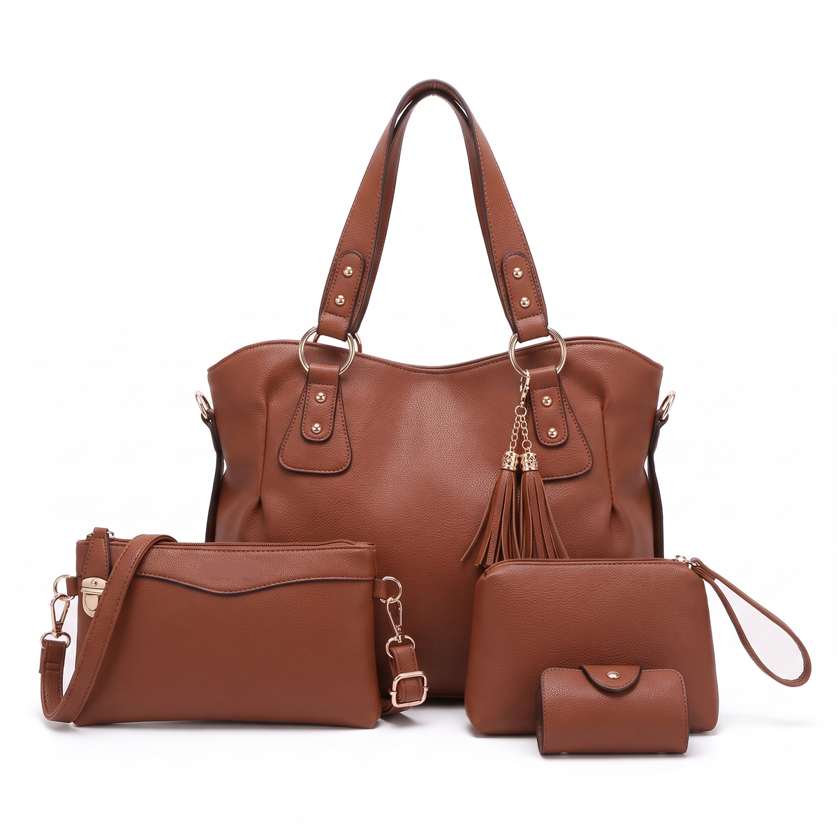 4-Piece Handbag and Purse Set, Hobo Tote Bag with Crossbody Bag, Wristlet and Card Holder – Gift Set for Her