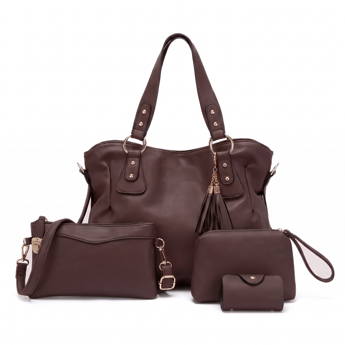 4-Piece Handbag and Purse Set, Hobo Tote Bag with Crossbody Bag, Wristlet and Card Holder – Gift Set for Her